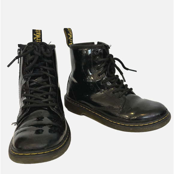 Dr Martens Youth Boots Black Patent Leather Size‎ 3 Classic Kids - Picture 7 of 9